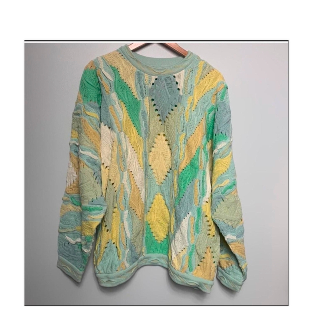 COOGI Vibrant Green and Yellow Sweater